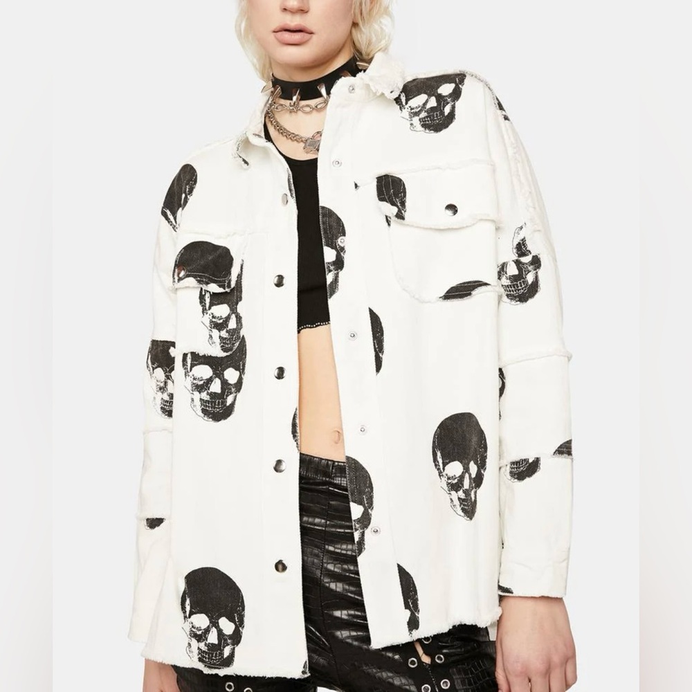 Fantastic Fawn Skull denim Jacket/Shirt… - Picture 2 of 11